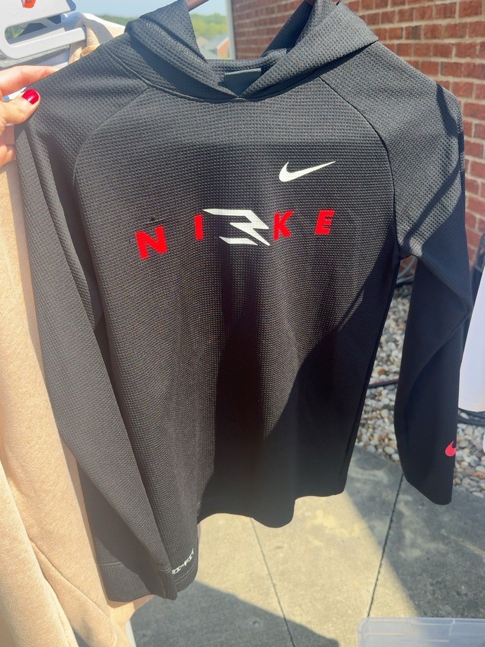 Nike Boy’s Black Performance Hoodie with Red Logo